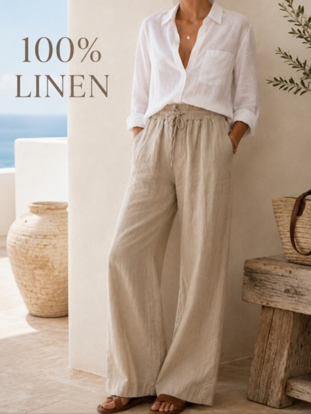 Quince European Linen Wide Leg Pant